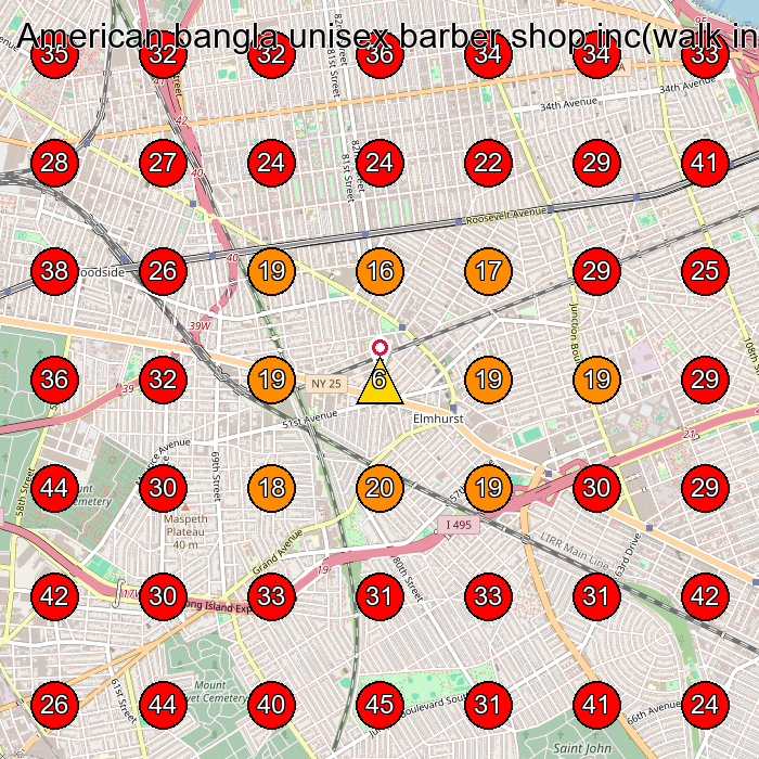 American bangla unisex barber shop inc(walk in welcome every day ) GeoGrid visibility map for Barber Shop in Queens